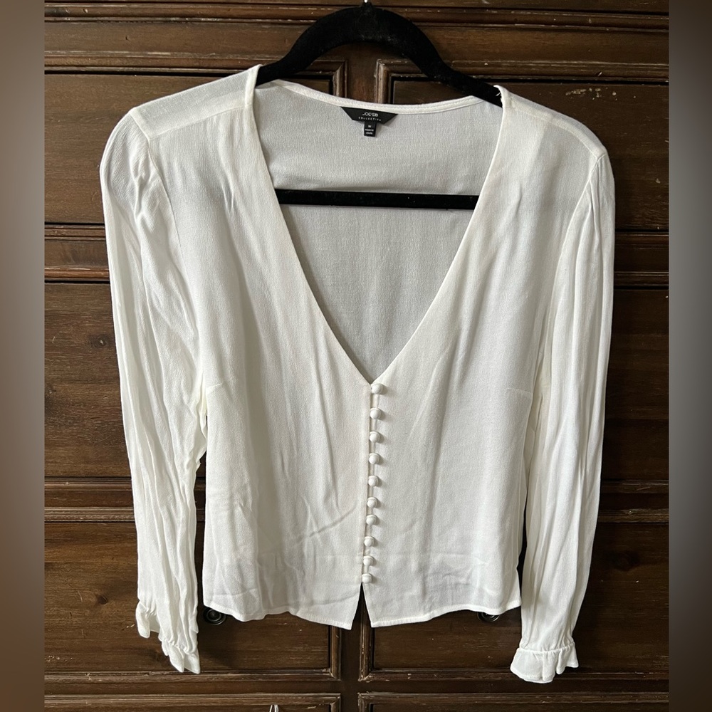 Joes Jeans Women’s Long Sleeve Blouse, White, Size Medium
